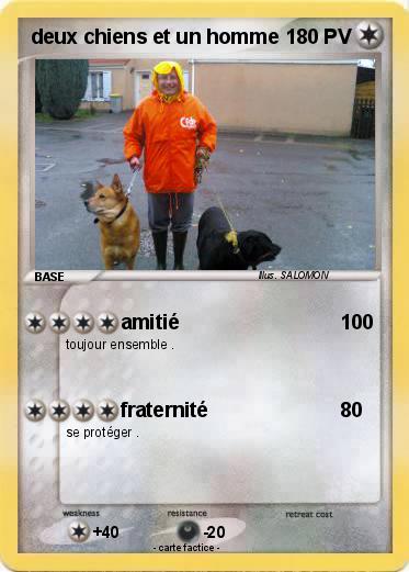 Pokemon deux chiens et un homme