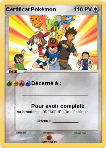 Pokemon Certificat Pokémon