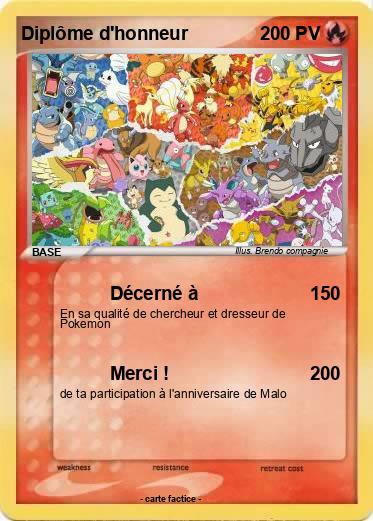 Pokemon Diplôme d'honneur