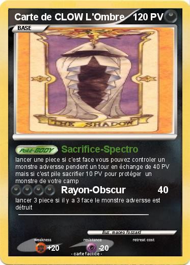 Pokemon Carte de CLOW L'Ombre