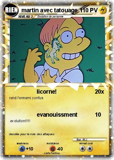 Pokemon martin avec tatouage