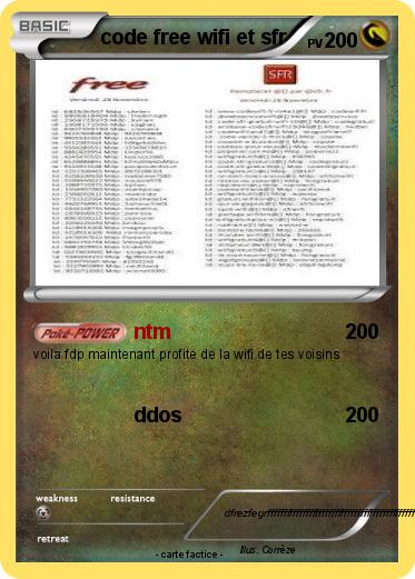 Pokemon code free wifi et sfr