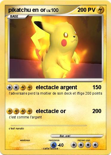Pokemon pikatchu en or