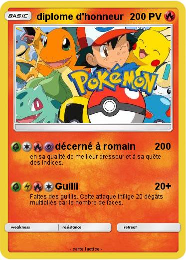 Pokemon diplome d'honneur