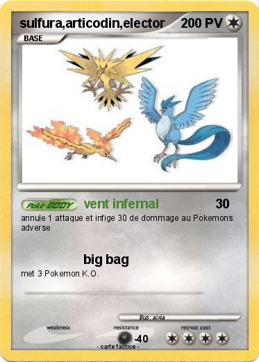 Pokemon sulfura,articodin,elector