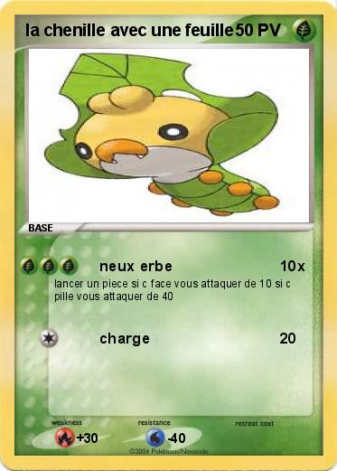 Pokemon la chenille avec une feuille