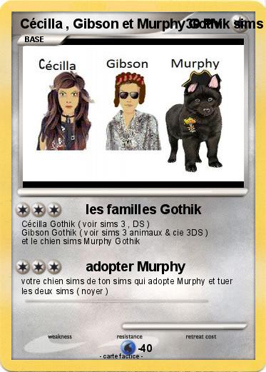 Pokemon Cécilla , Gibson et Murphy Gothik sims 3 animaux & cie