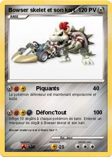 Pokemon Bowser skelet et son kart