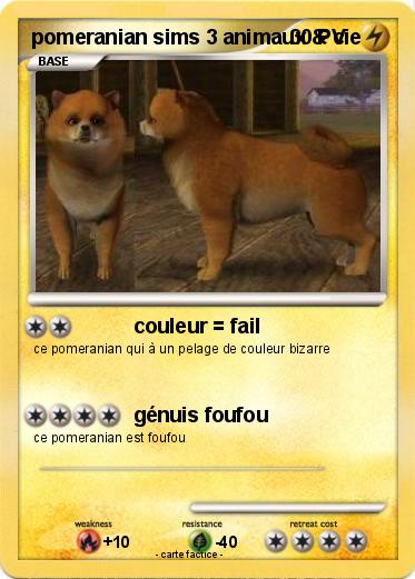 Pokemon pomeranian sims 3 animaux & cie