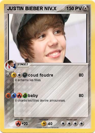 Pokemon JUSTIN BIEBER NIV.X