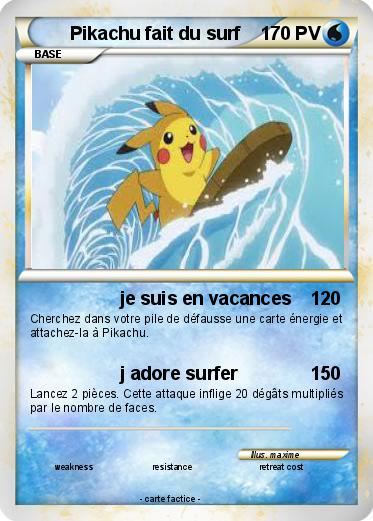 Pokemon Pikachu fait du surf