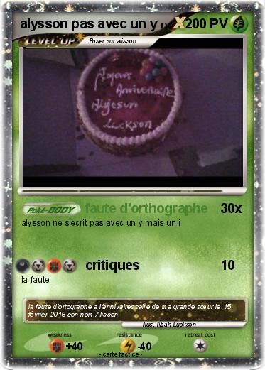 Pokemon alysson pas avec un y