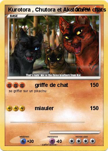 Pokemon Kurotora , Chutora et Akatora en chats
