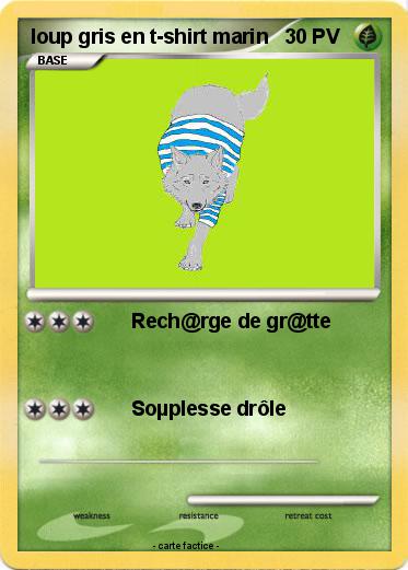Pokemon loup gris en t-shirt marin