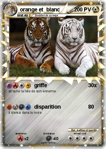 Pokemon orange et  blanc