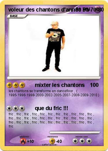 Pokemon voleur des chantons d'année 60-70-80