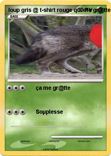 Pokemon loup gris @ t-shirt rouge qui me gr@tte