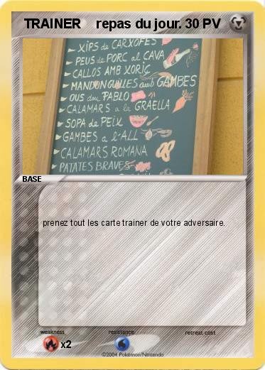 Pokemon  TRAINER    repas du jour.
