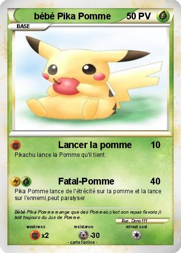 Pokemon bébé Pika Pomme