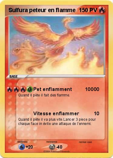 Pokemon Sulfura peteur en flamme