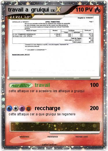 Pokemon travail a  gruiqui