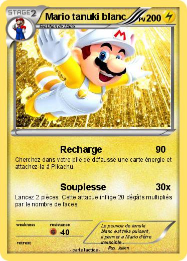 Pokemon Mario tanuki blanc