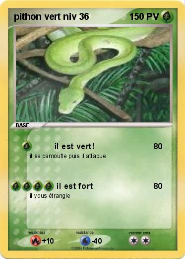 Pokemon pithon vert niv 36