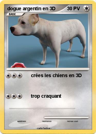 Pokemon dogue argentin en 3D