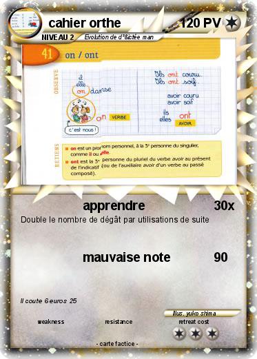Pokemon cahier orthe