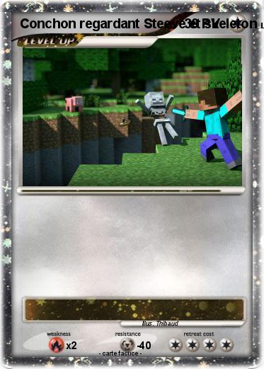 Pokemon Conchon regardant Steeve et skeleton