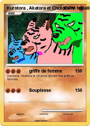 Pokemon Kurotora , Akatora et Chutora en femelles