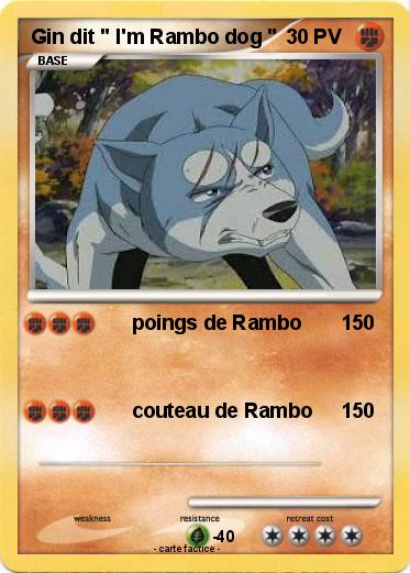 Pokemon Gin dit " l'm Rambo dog "