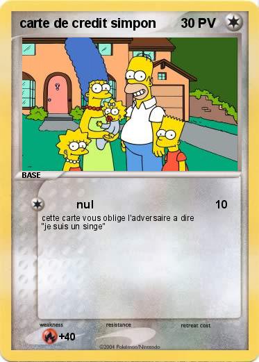 Pokemon carte de credit simpon