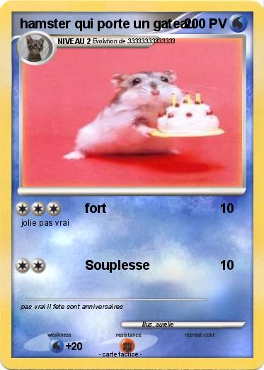Pokemon hamster qui porte un gateau