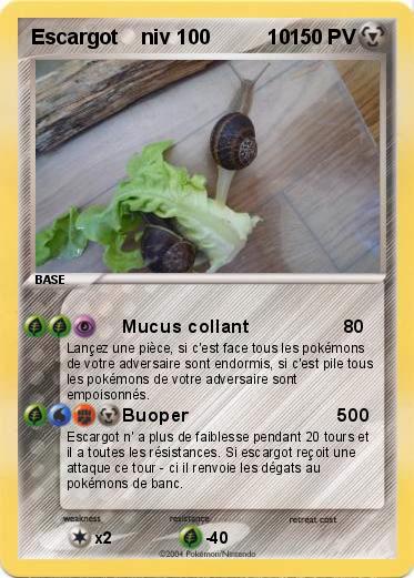 Pokemon Escargot    niv 100          10