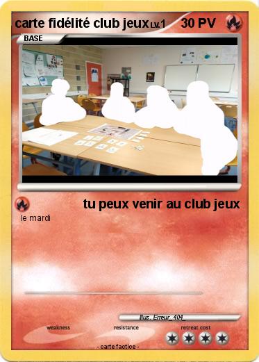 Pokemon carte fidélité club jeux