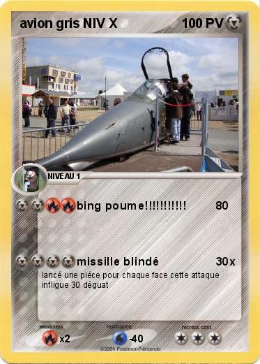 Pokemon avion gris NIV X