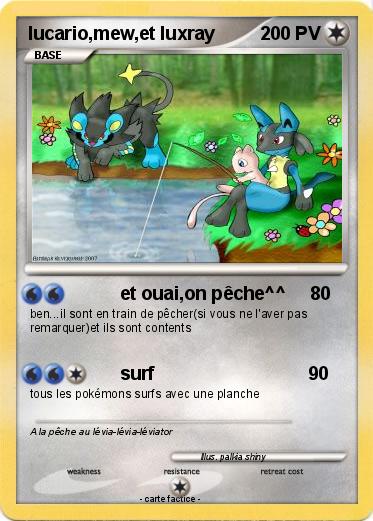 Pokemon lucario,mew,et luxray