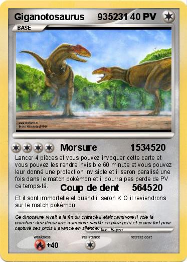 Pokemon Giganotosaurus Pv