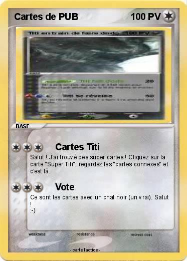 Pokemon Cartes de PUB