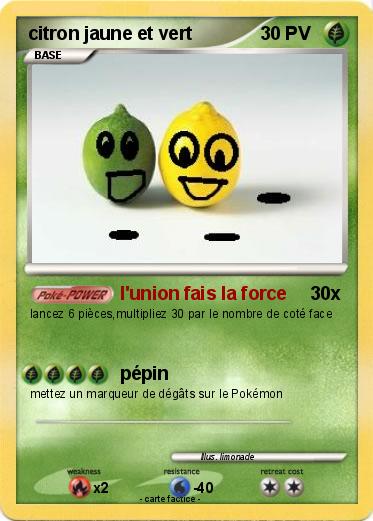 Pokemon citron jaune et vert