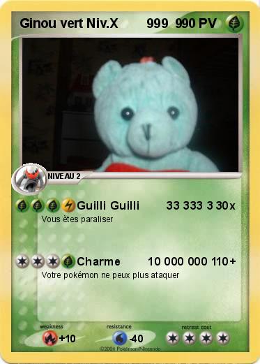 Pokemon Ginou vert Niv.X        999  9