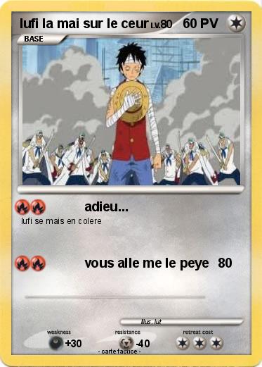 Pokemon lufi la mai sur le ceur