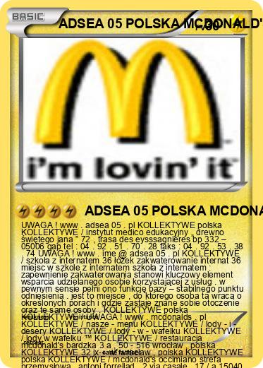 Pokemon ADSEA 05 POLSKA MCDONALD'S POLSKA IME POLSKA
