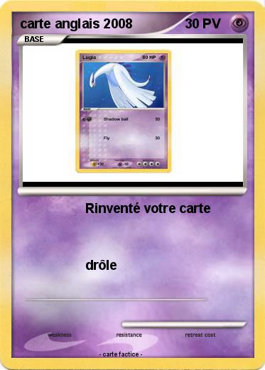 Pokemon carte anglais 2008