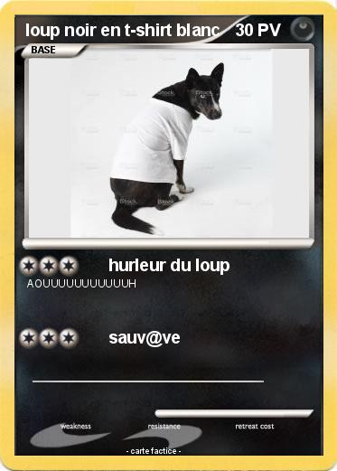 Pokemon loup noir en t-shirt blanc