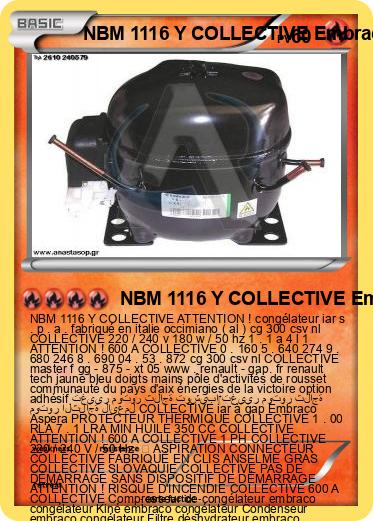 Pokemon NBM 1116 Y COLLECTIVE Embraco