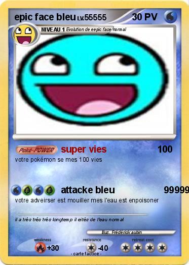 Pokemon epic face bleu