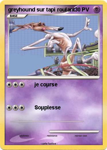 Pokemon greyhound sur tapi roulant