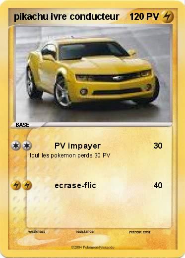 Pokemon pikachu ivre conducteur 